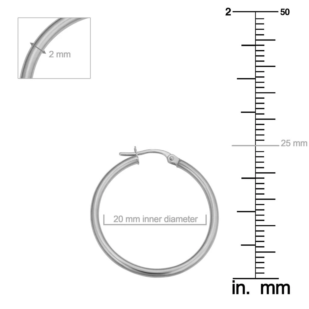 Fremada 10k White Gold Polished Hoop Earrings (2x20 mm) 4