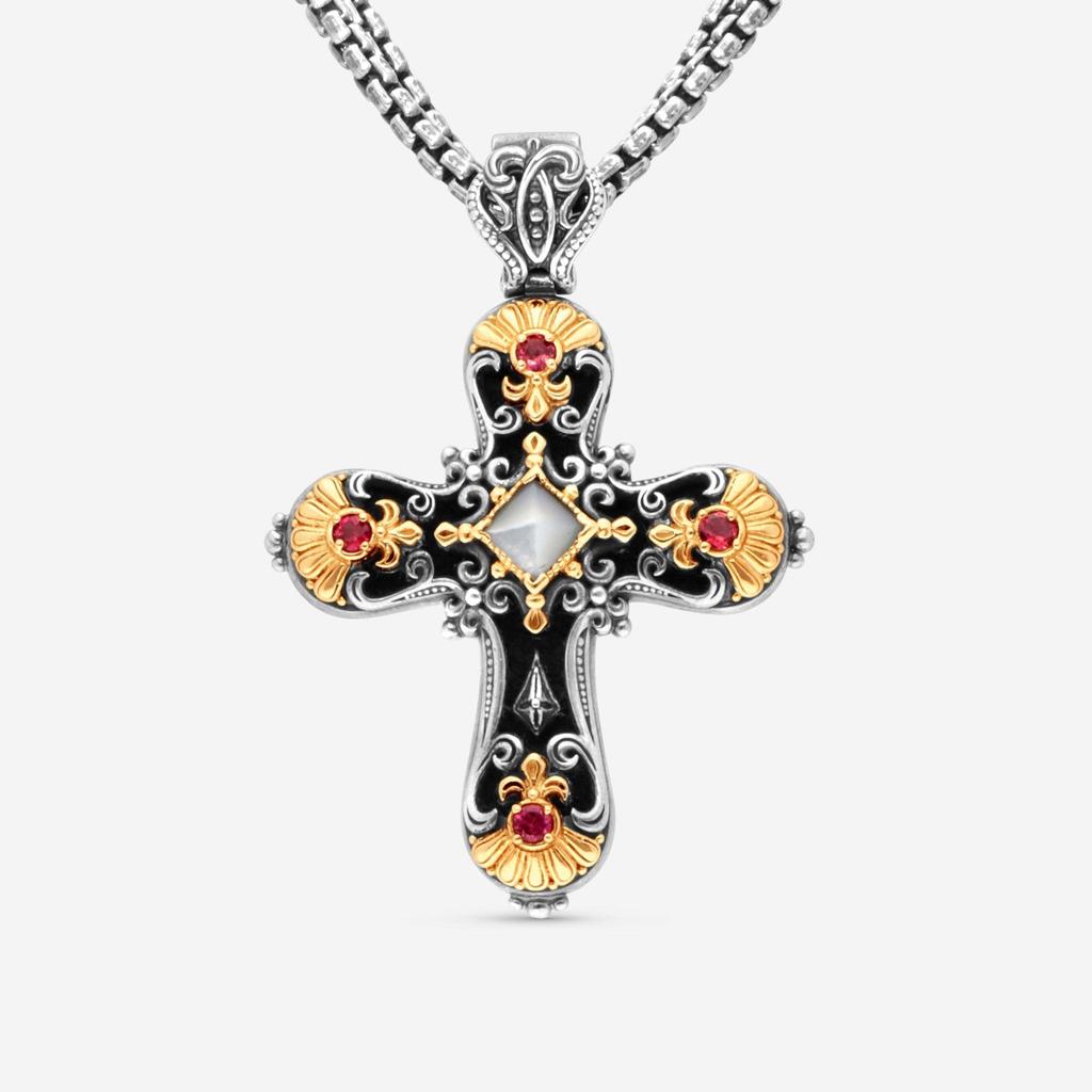 Konstantino Konstantino Nemesis Sterling Silver & 18K Yellow Gold Cross Pendant Necklace STMK6966-399-CUT.CHKJ2-131-51