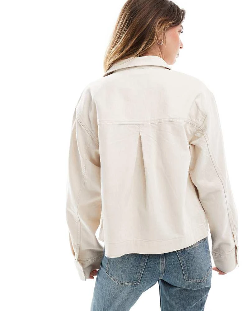 ASOS ASOS DESIGN twill top collar jacket stone 3