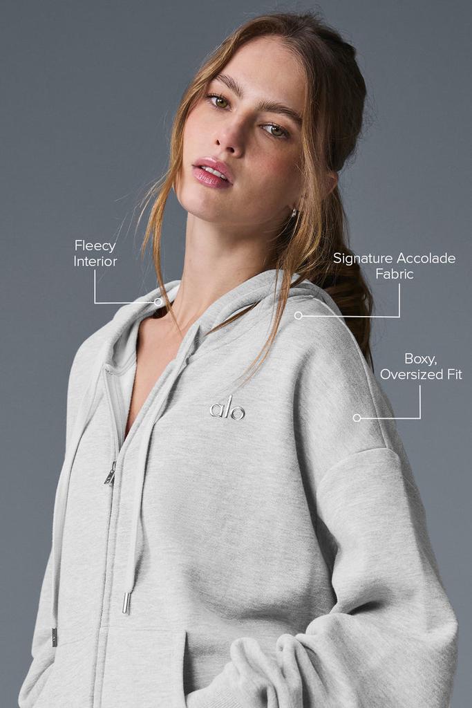 Alo Accolade Full Zip Hoodie - Athletic Heather Grey