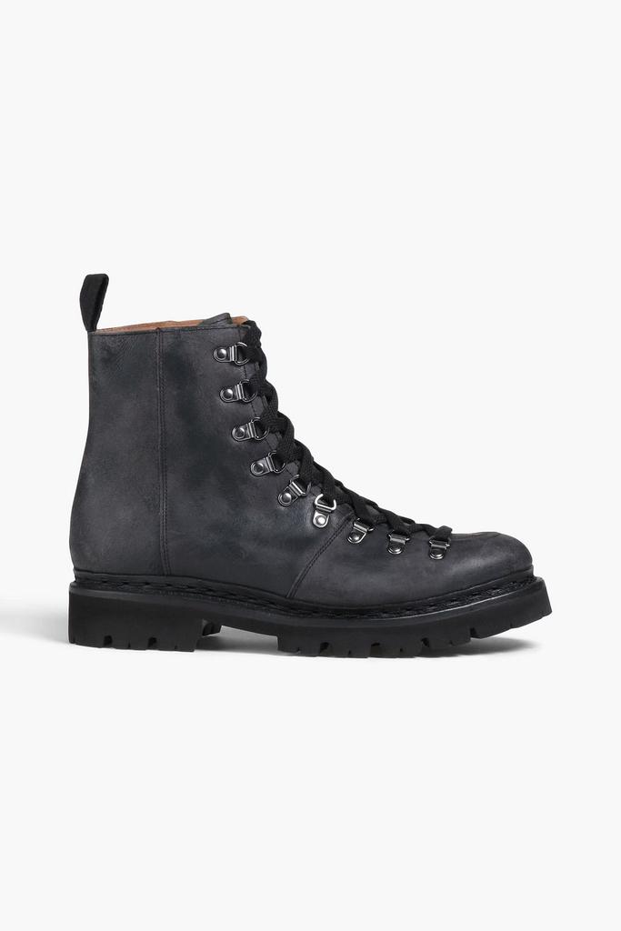 GRENSON Nanette distressed textured-leather combat boots