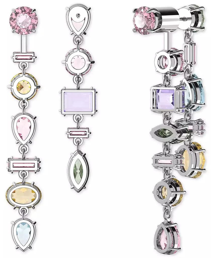 Swarovski Silver-Tone Crystal Mixed Cut Front & Back Asymmetrical Drop Earrings 4