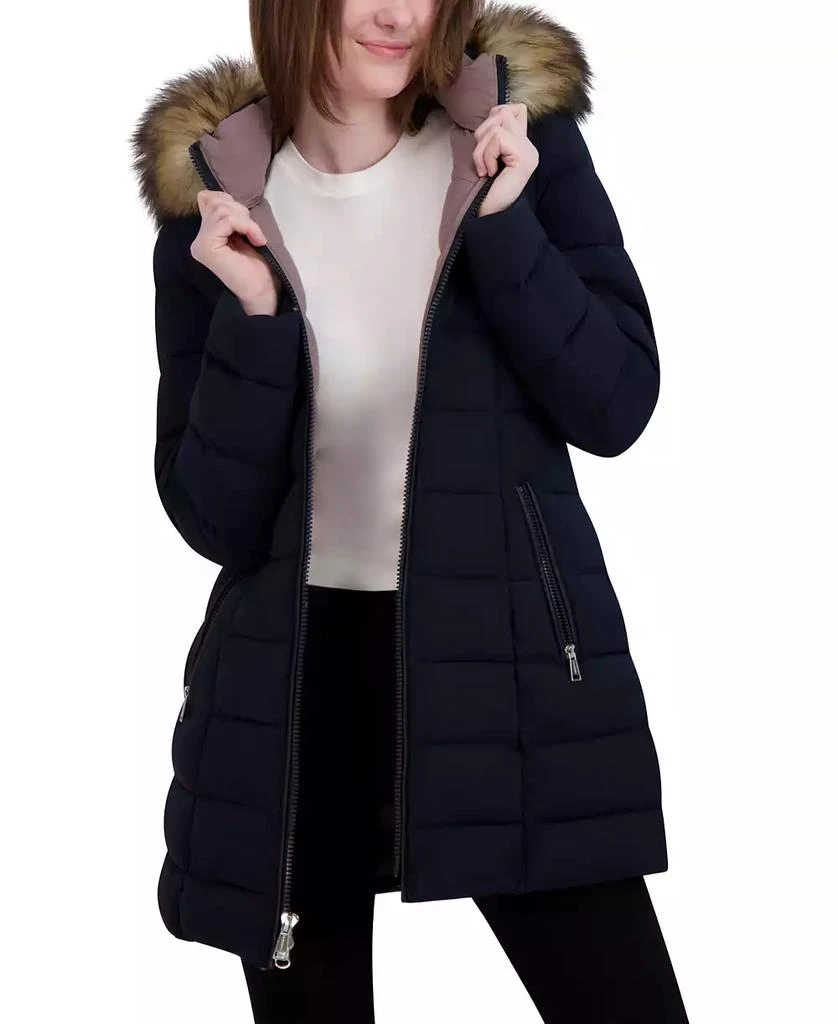 Laundry by Shelli Segal Women's Faux-Fur-Trim Hooded Puffer Coat 5