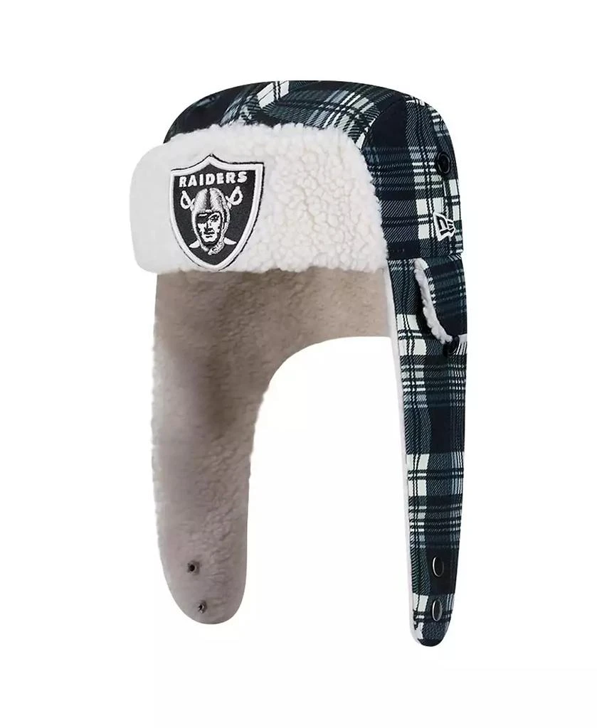 New Era Black Las Vegas Raiders Sideline Plaid Sherpa Trapper Hat 1