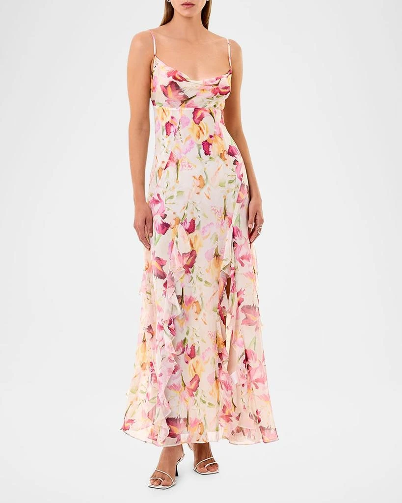 NICHOLAS Kamila Floral-Print Ruffle Gown 4
