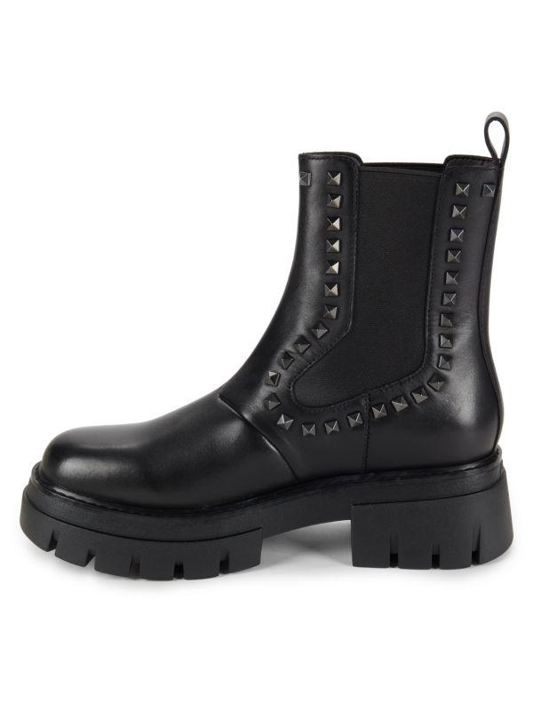 Shop 51MM Stud Leather Ankle Boots on Sale at BeyondStyle
