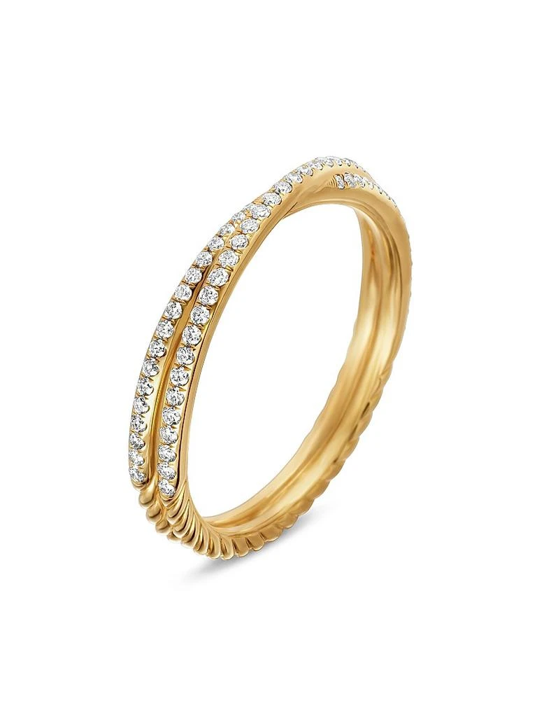 David Yurman DY Crossover Micro Pavé Band Ring in 18K Yellow Gold 3