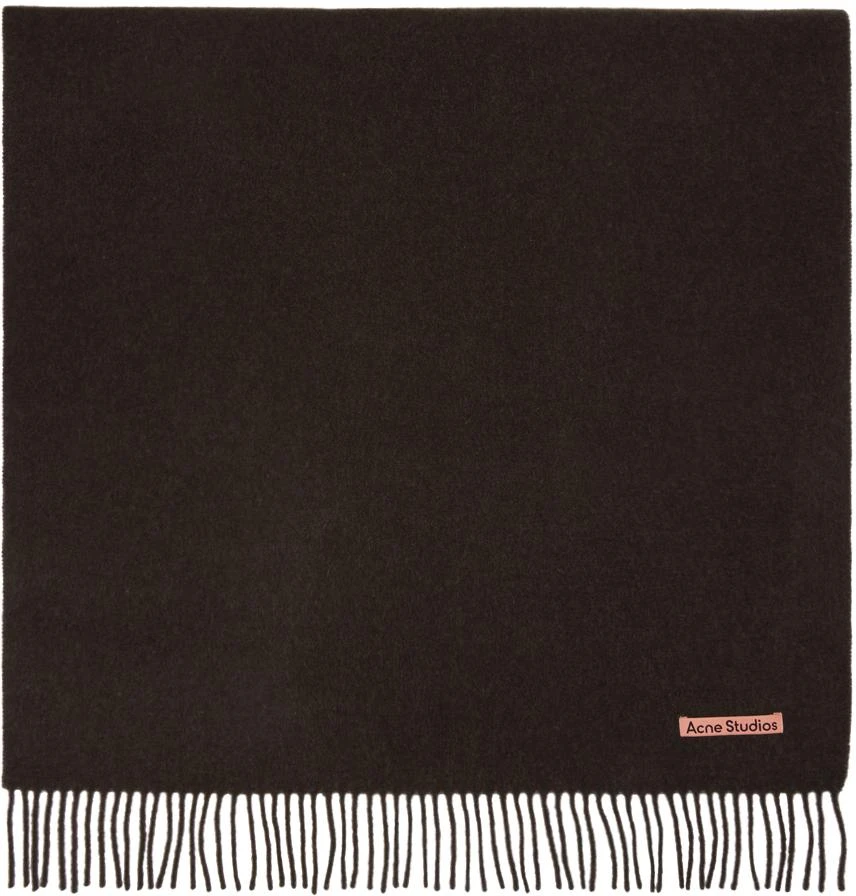 Acne Studios Brown Oversized Fringe Wool Scarf 1