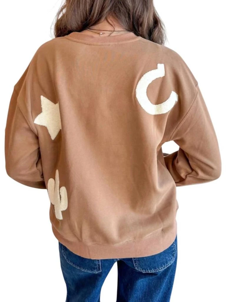 Blue B Western Patchwork Sweatshirt In Tan 2