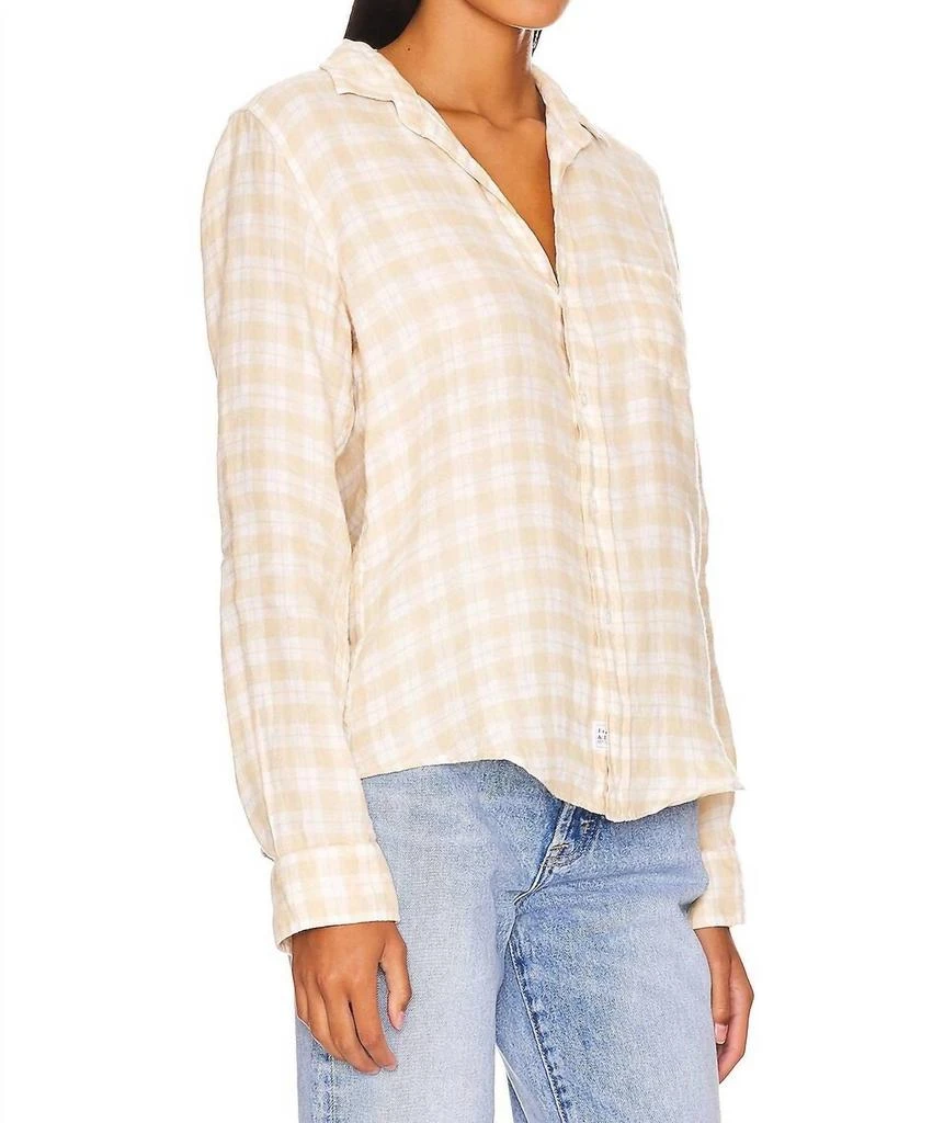 Frank & Eileen Barry Woven Button Up Top In Sand 2