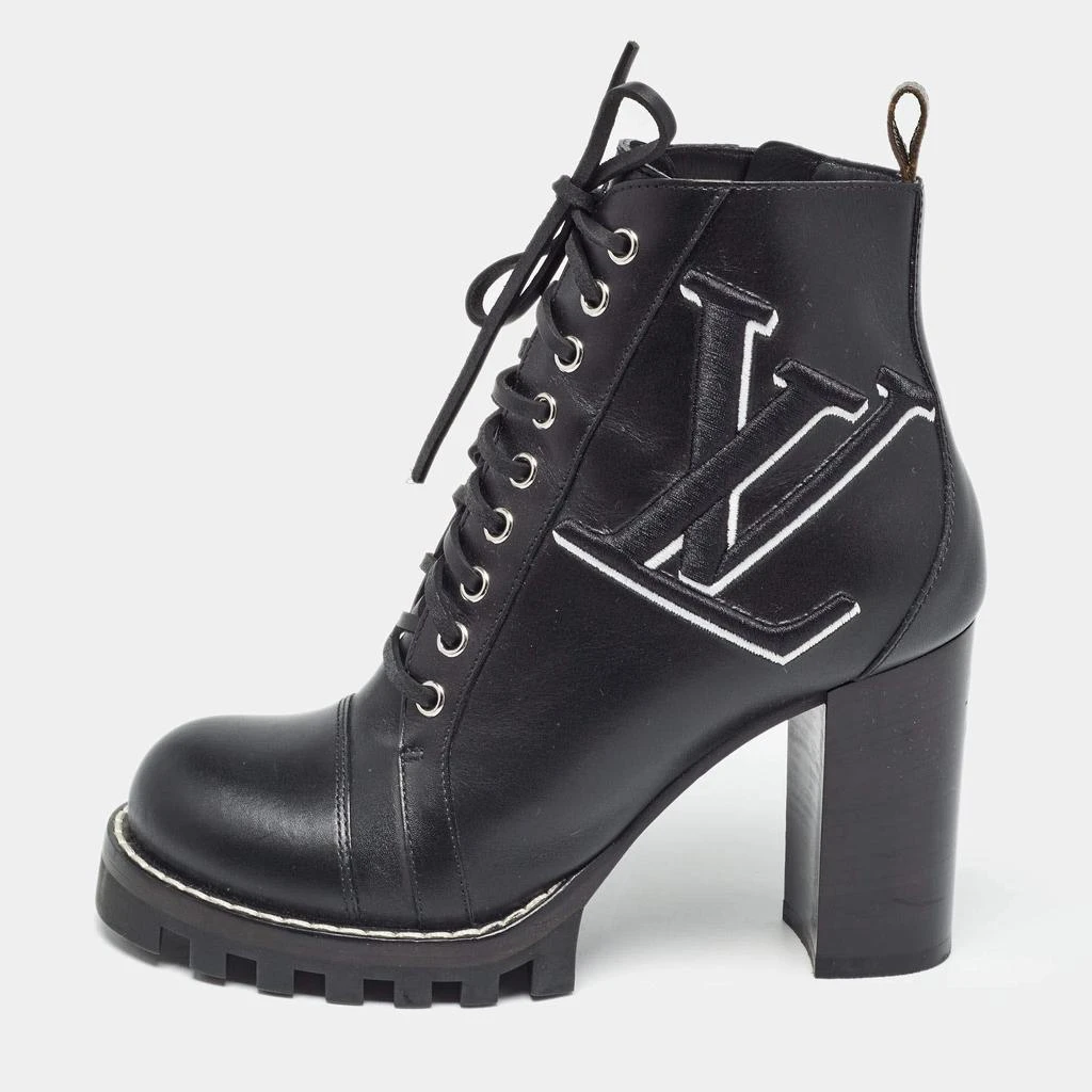Louis Vuitton Louis Vuitton Black Leather Star Trail Block Heel Ankle Boots Size 39 1