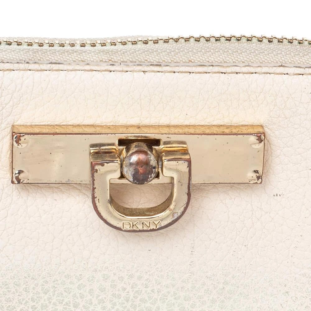 DKNY Dkny Cream Leather Zip Around Wallet 6