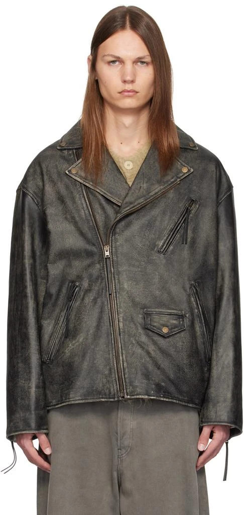 Acne Studios Black Faded Leather Jacket 1