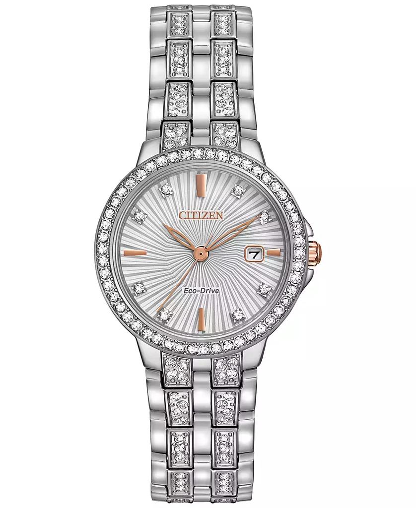 Citizen Women's Eco-Drive Crystal Accent Stainless Steel Bracelet Watch 28mm EW2340-58A