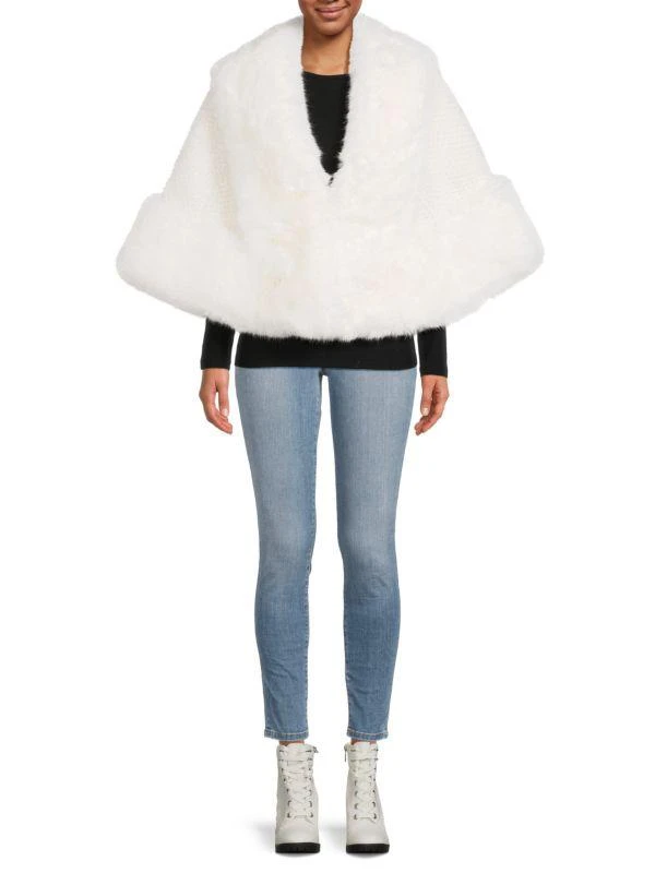 BELLE FARE Embellished Faux Fur Cape 1