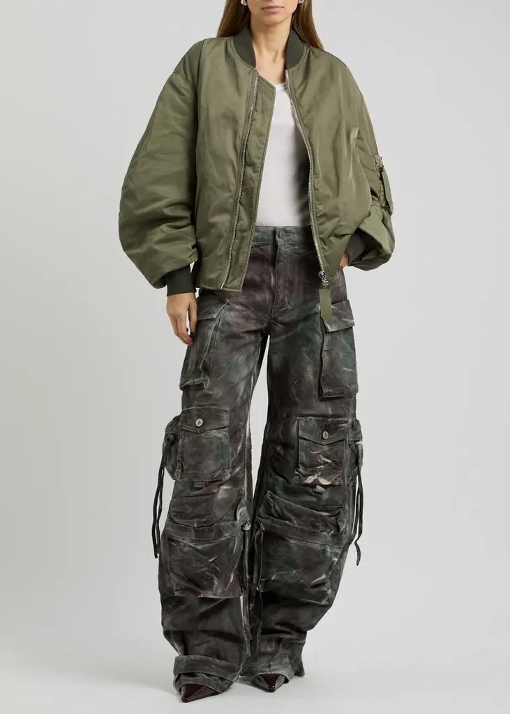 The Attico Fern printed wide-leg canvas cargo jeans 4