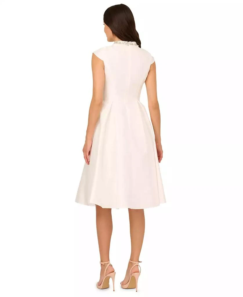 adrianna papell sleeveless mikado fit & flare midi dress Sparkly Lace Long Sleeve Fit-And-Flare Wedding Dress With Open Back main image 1