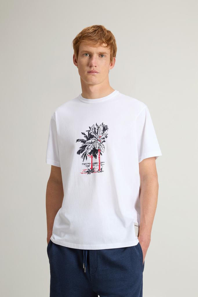 Woolrich Pure Cotton T-Shirt with Graphic Print - Men - Blue