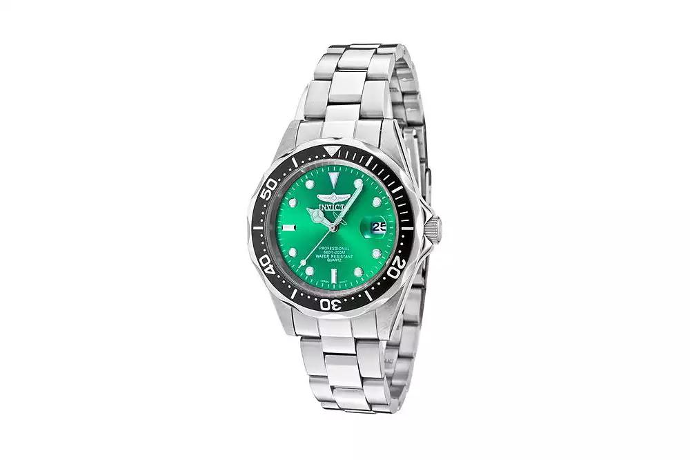 Invicta Men's 10667 Pro Diver Quartz 3 Hand Green Dial Watch