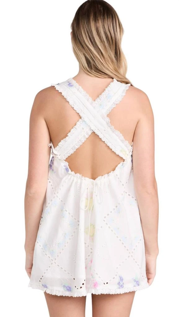 For Love & Lemons Andrea Embroidered Mini Dress In White 3