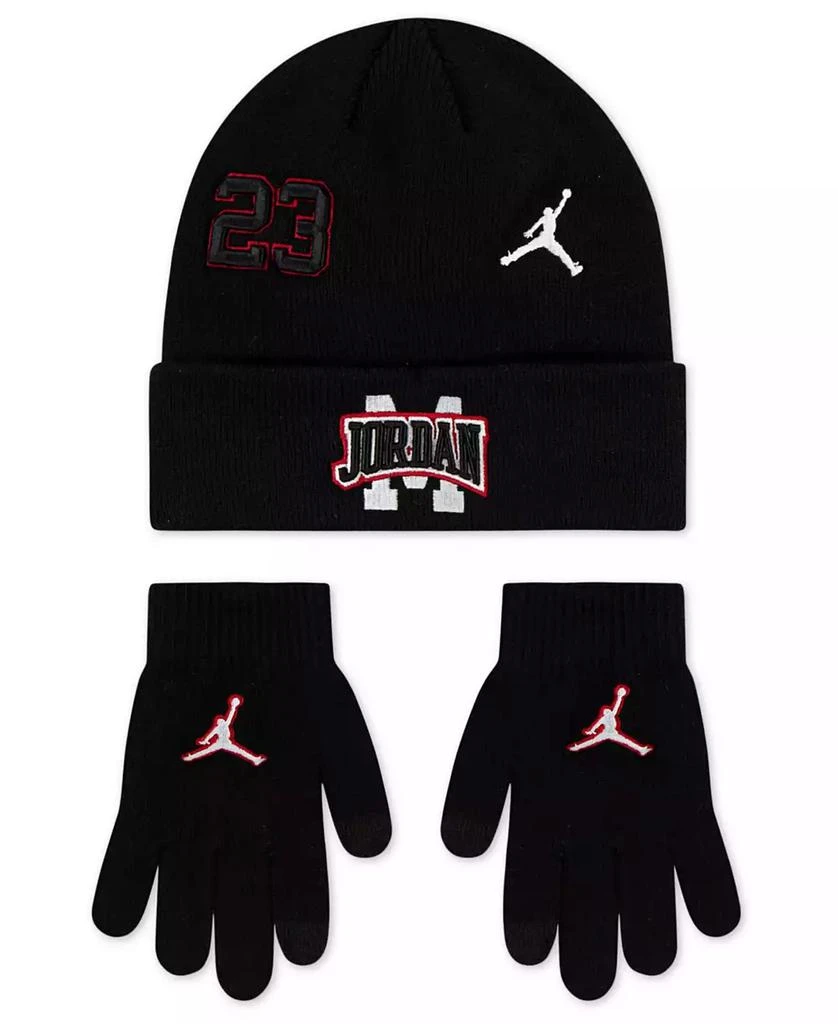 Jordan Boys and Girls 2-Piece Neutral Patch Beanie and Gloves Set