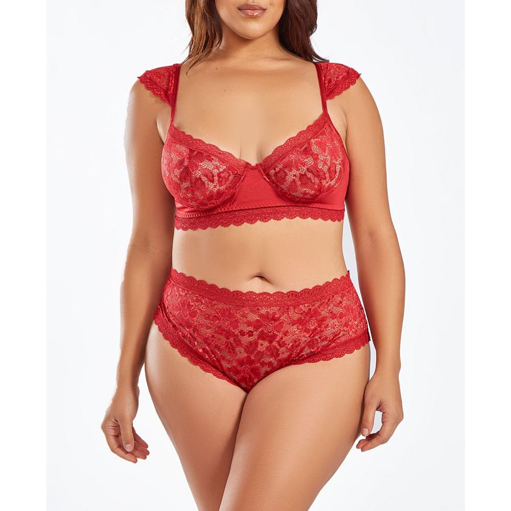 iCollection Plus Size 2 Piece Lace Bralette and Panty Lingerie Set
