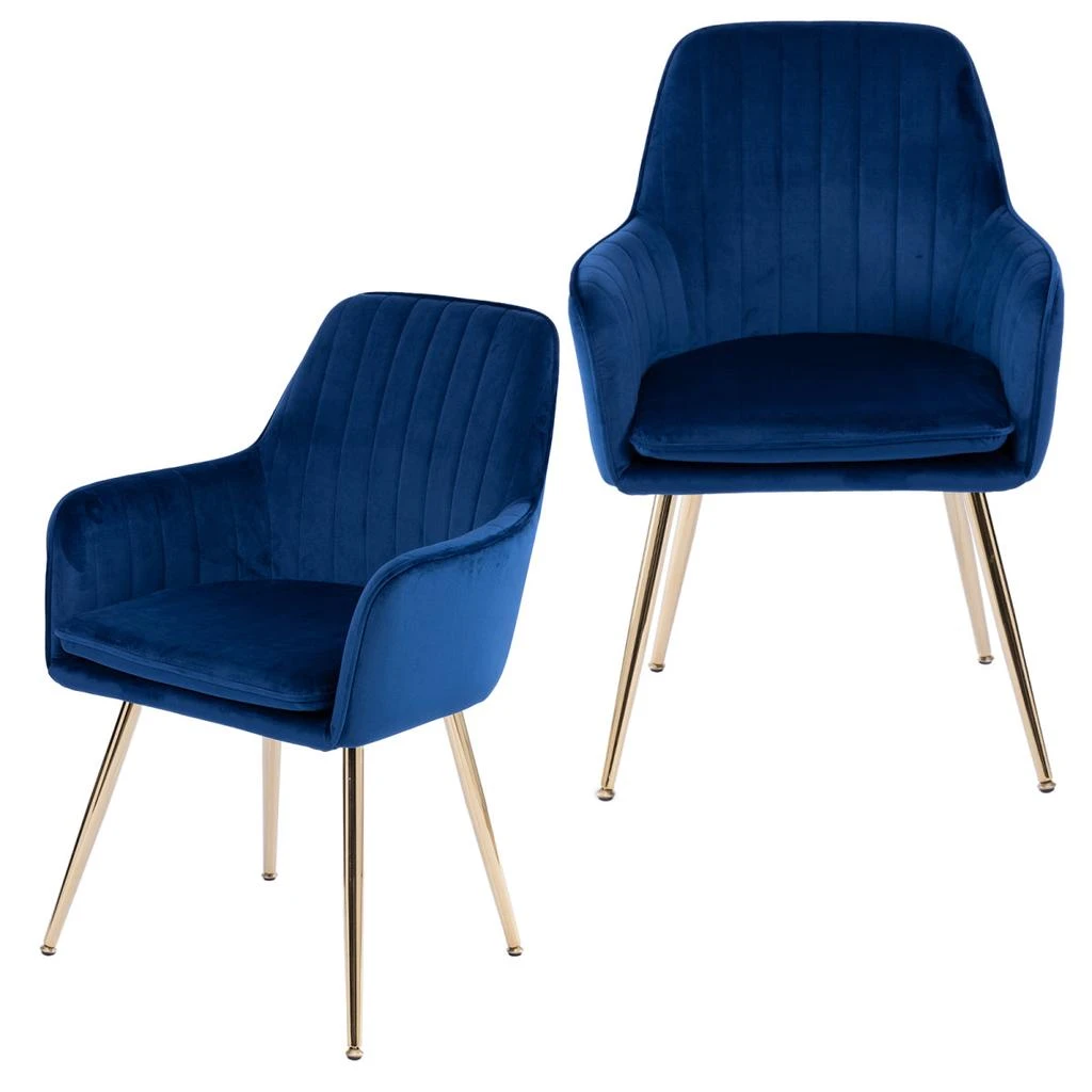 Streamdale Furniture Streamdale Velvet Dining Chairs - Set of 2, Blue