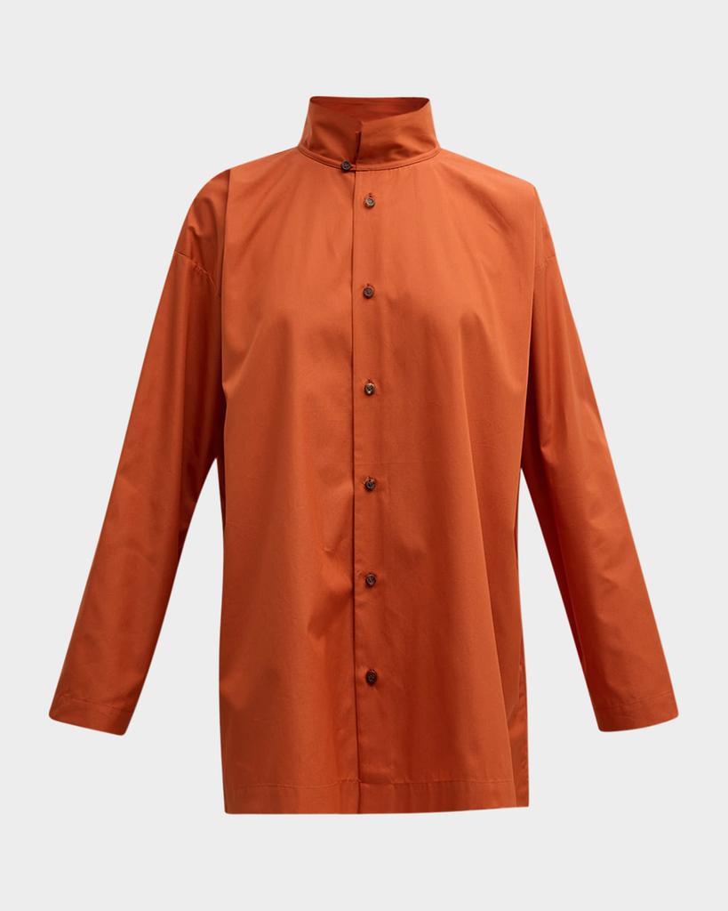 Eskandar Slim A-Line Two Collar Shirt with Stepped Insert (Long Length)