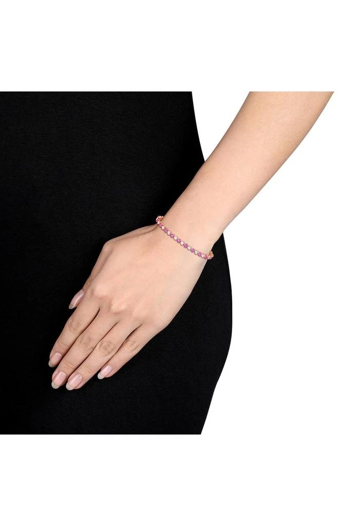 DELMAR Heart Cut Lab Created Pink Sapphire & White Sapphire Tennis Bracelet 3