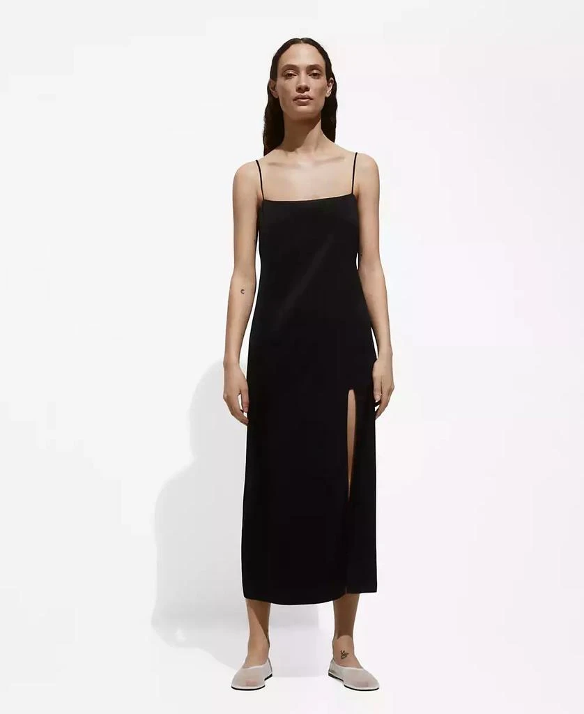 Mango Women's Side-Slit Satin Dress 1