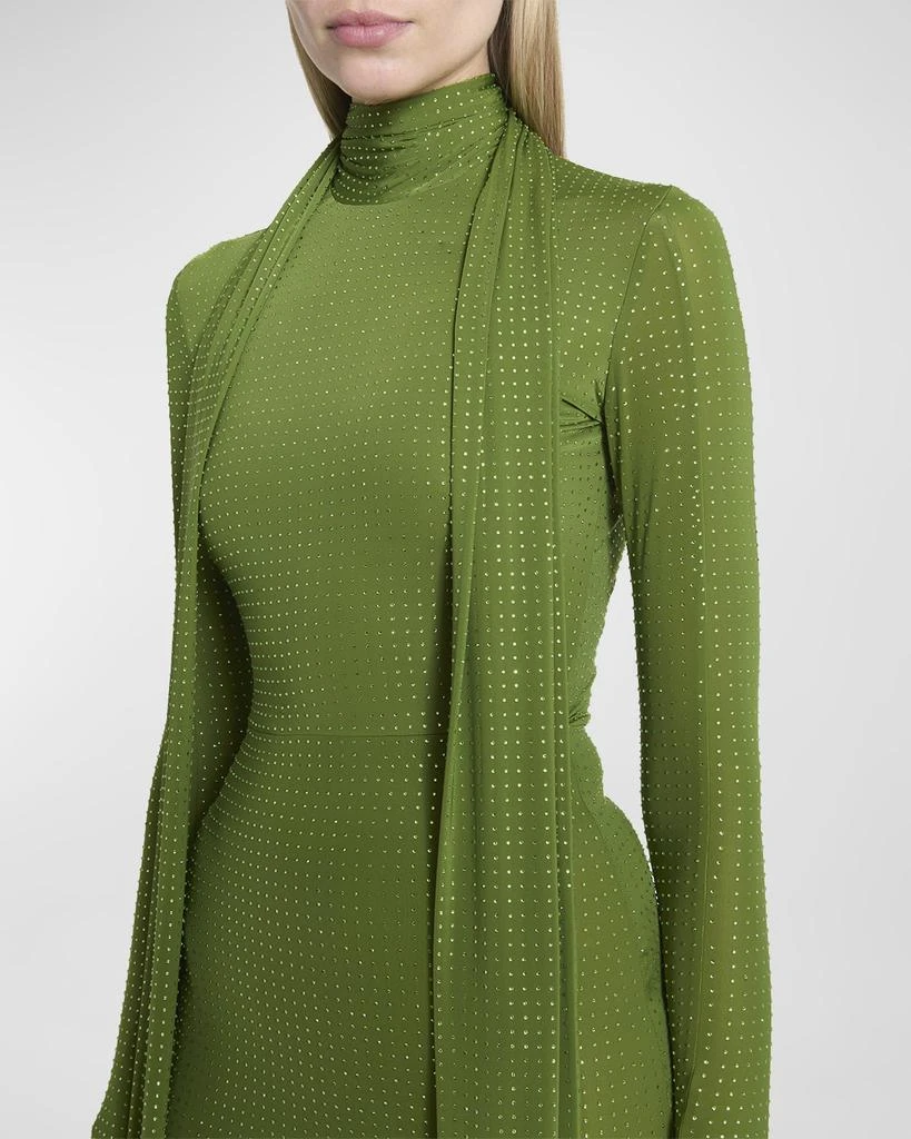 Alex Perry Crystal Embellished Long-Sleeve Scarf-Neck Mini Dress 7