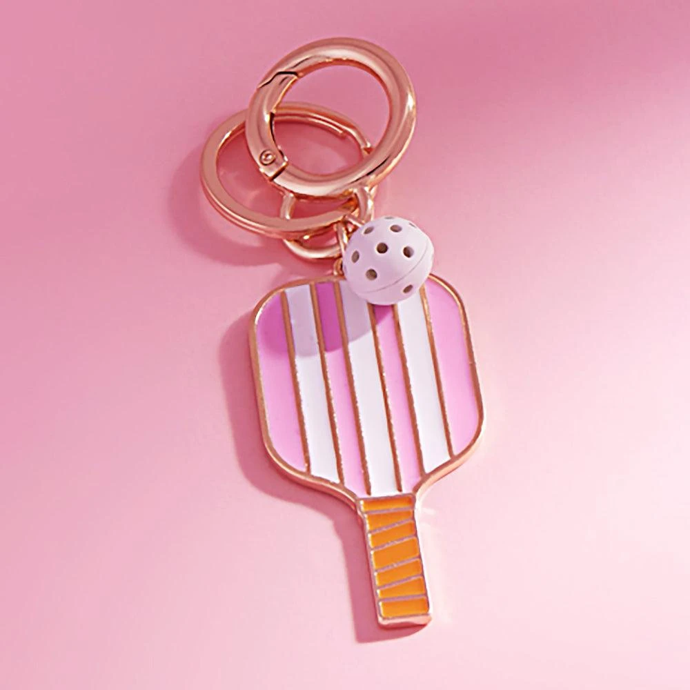FASHNZFAB Enamel Pickleball Paddle Keychain Bag Charm