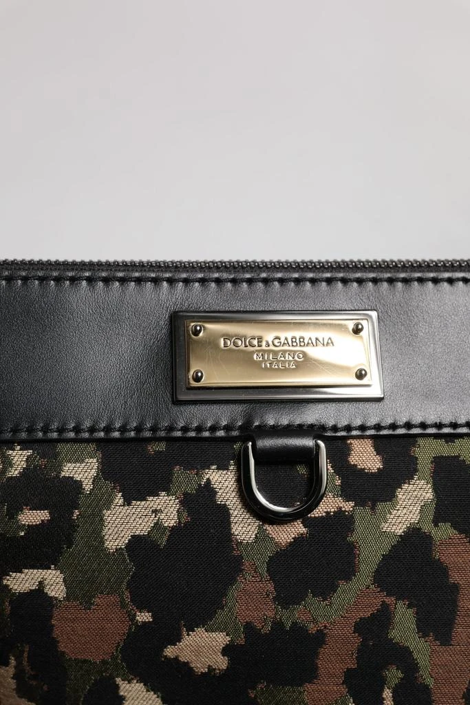 Dolce & Gabbana multi Leopard Jacquard Print Logo Plaque Pouch Men's Bag 5