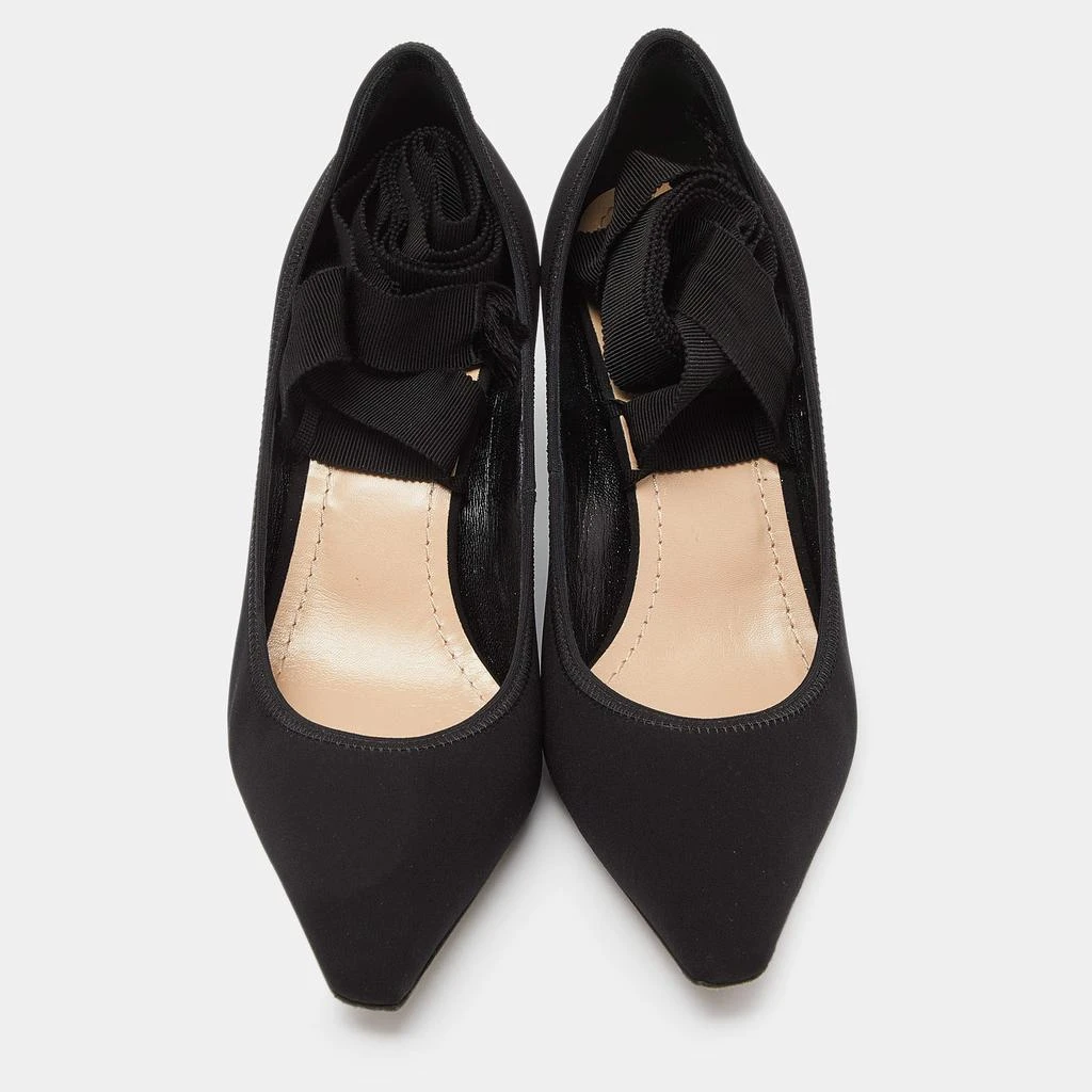 Dior Dior Black Neoprene Lucite Etoile Ankle Wrap Wedge Pumps Size 38 3