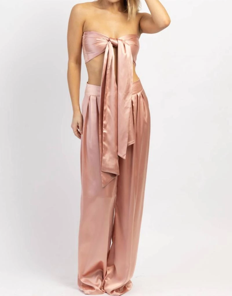 Win Win Apparel Studio Satin Trouser Set In Mauve 2