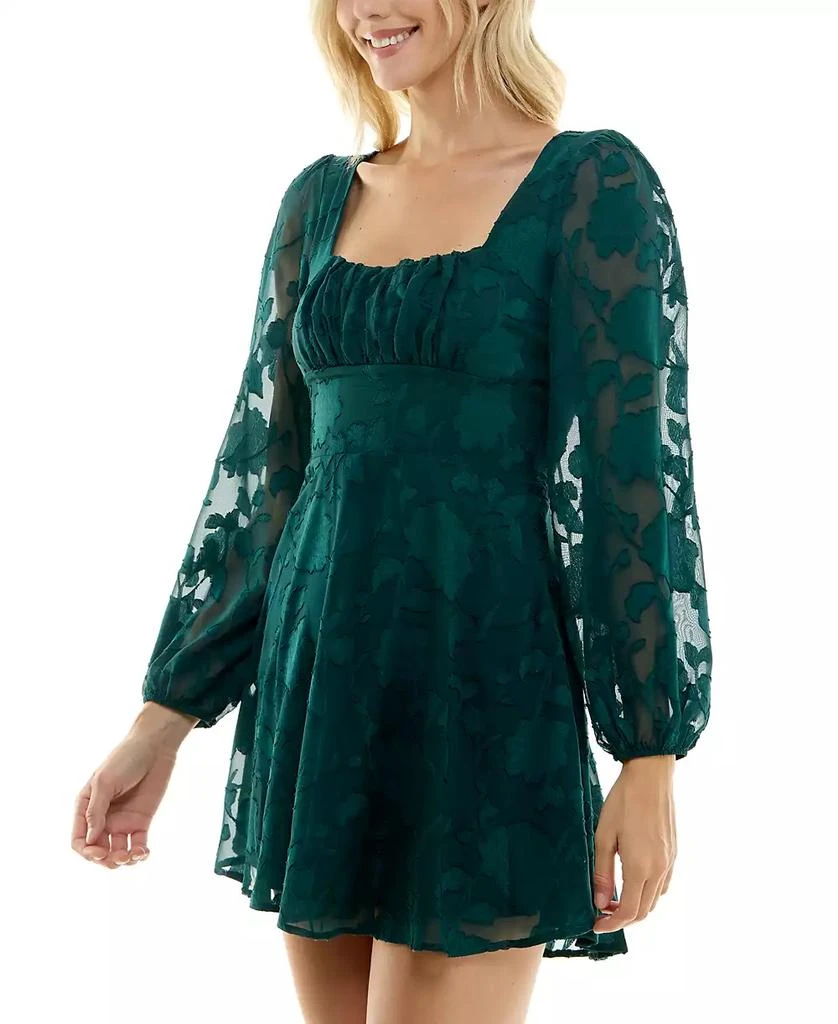 Crystal Doll Juniors' Floral Jacquard Fit & Flare Dress 6