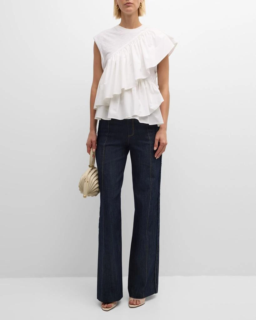 Cinq a Sept Micki Asymmetric Ruffle Sleeveless Cotton Top 3