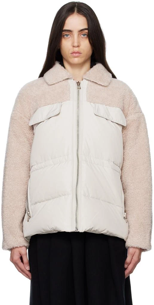 Yves Salomon Beige & Pink Paneled Jacket 1