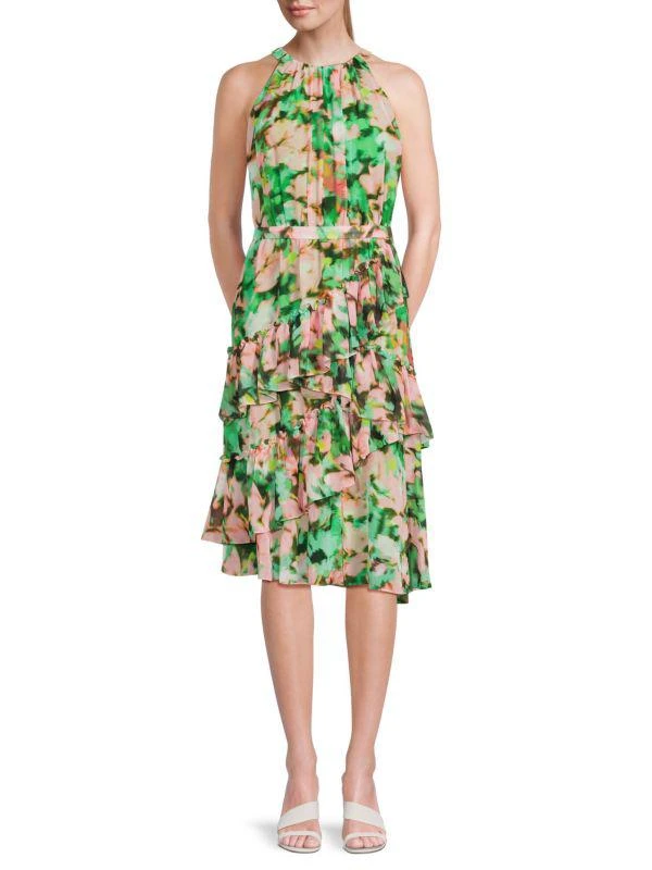 BCBG Tiered Ruffle Midi Dress 1