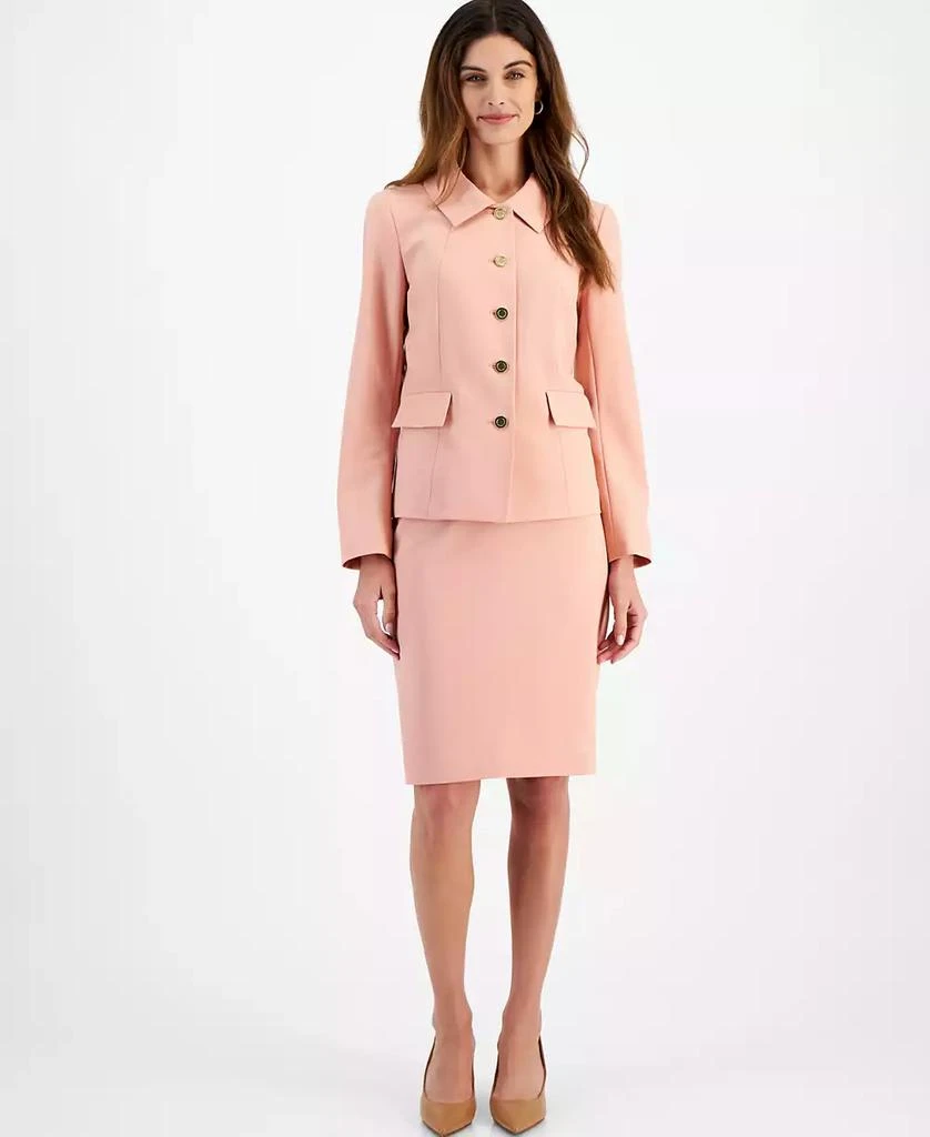 Le Suit Women
s Five-Button Skirt Suit, Regular 
Petite 1