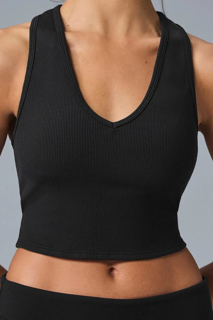 Alo Goddess Ribbed Cropped Racerback Tank - Black 1