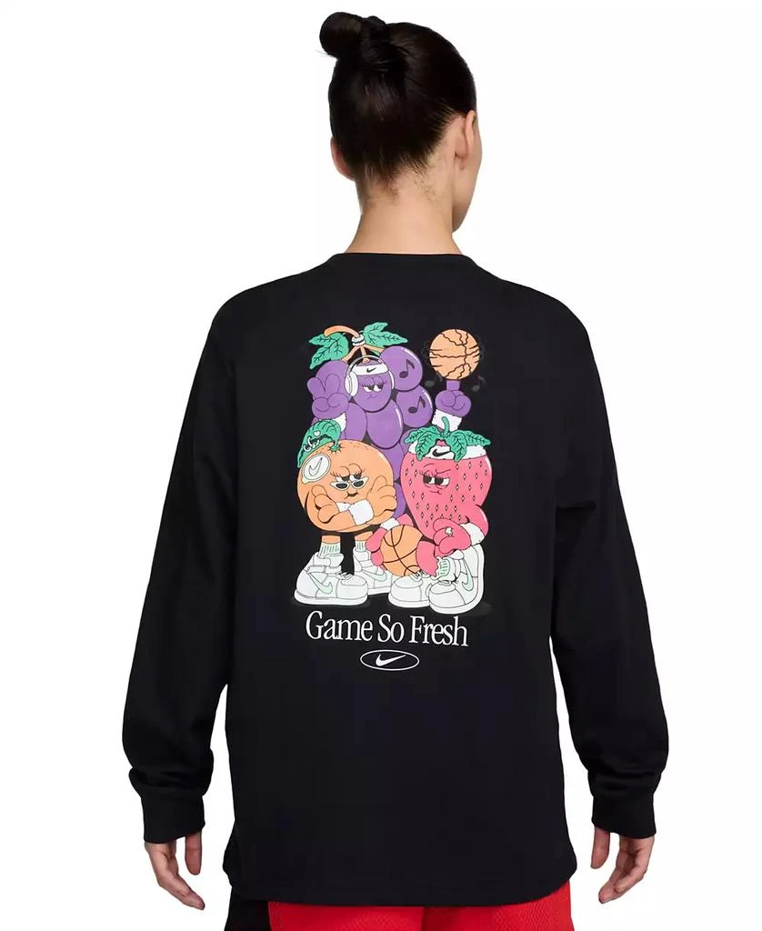 NIKE Women's Cotton Graphic Crewneck Long-Sleeve T-Shirt 2