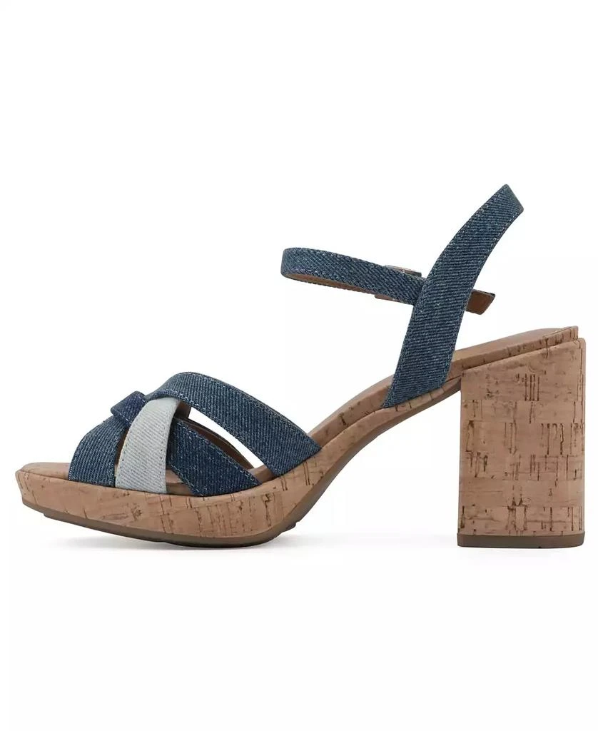 White Mountain Women's Dubonnet Cork Block Heel Sandals 6