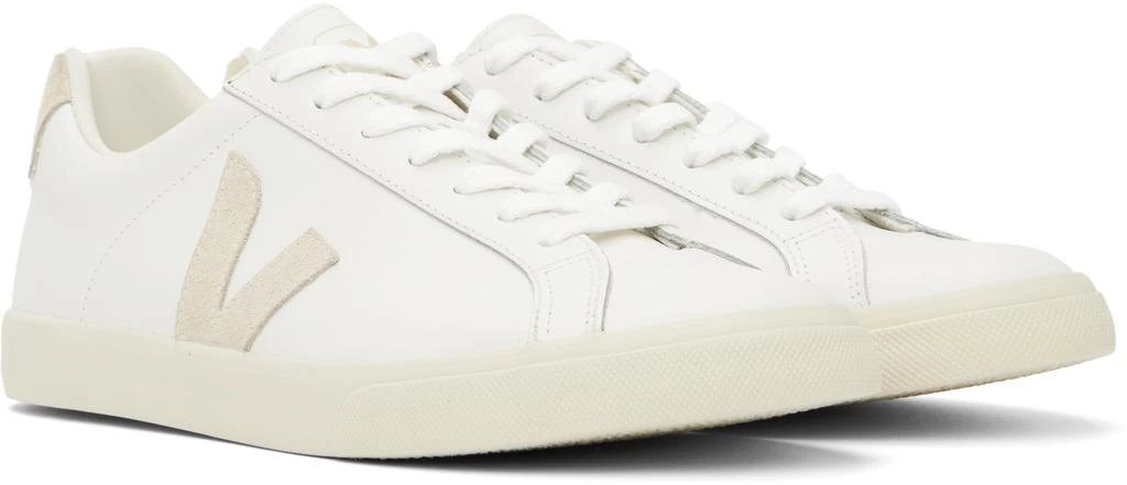 Veja White & Beige Esplar Leather Sneakers 4