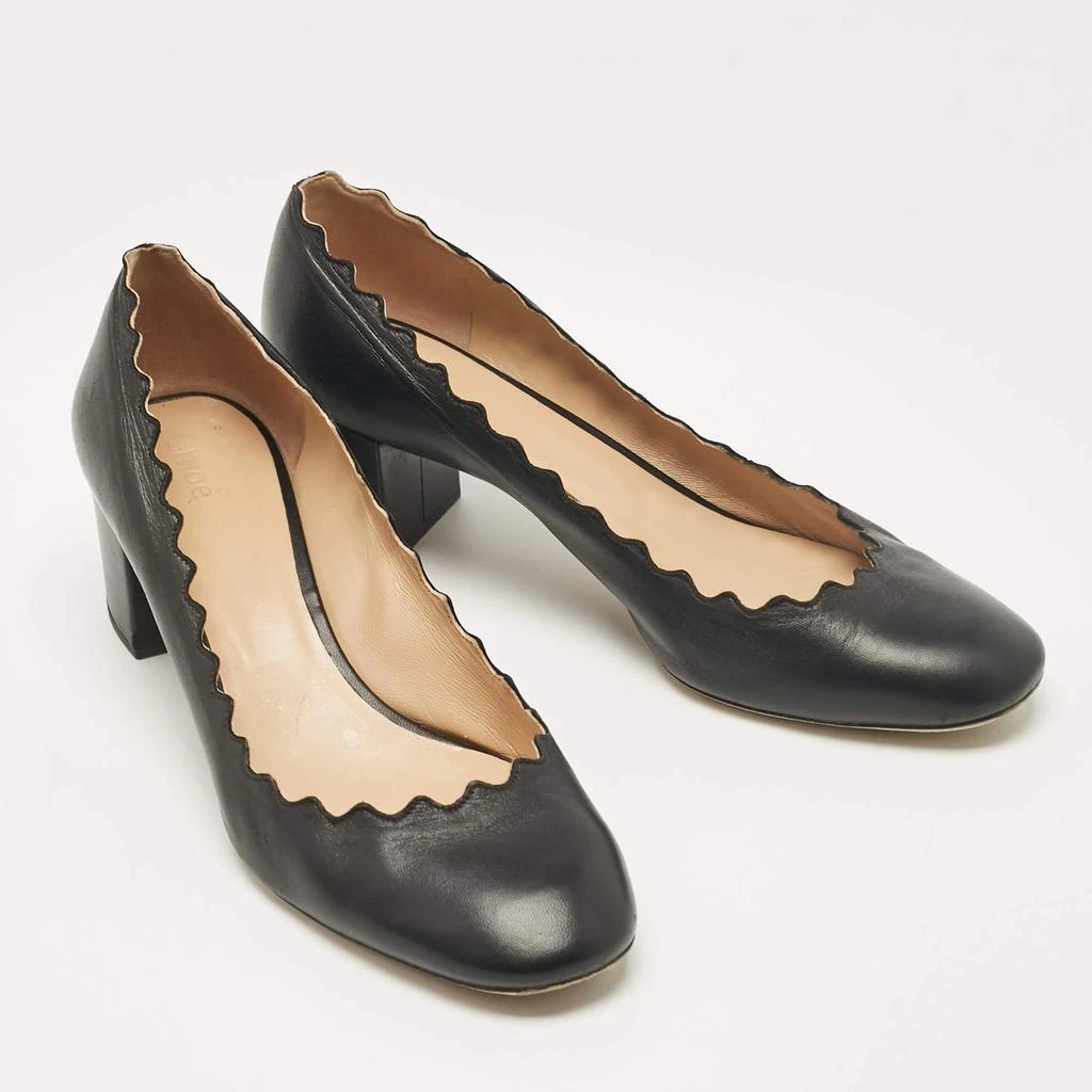 Chloé Chloe Black Scalloped Leather Lauren Pumps Size 39.5 4