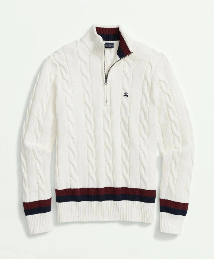 Brooks Brothers Cable Knit Tennis Half-Zip Sweater in Supima® Cotton 1