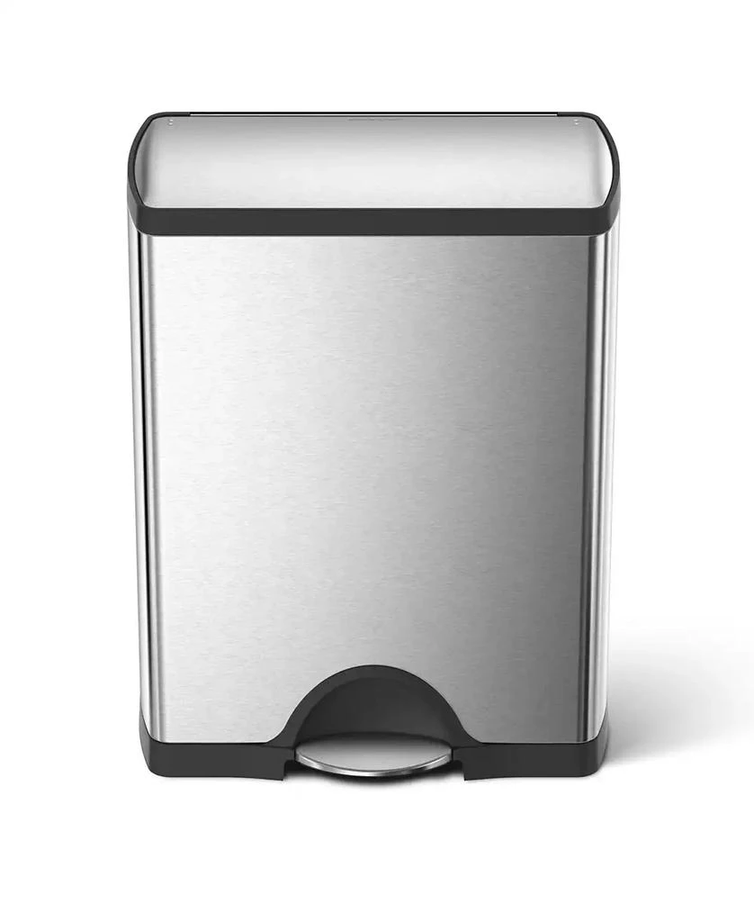 simplehuman 46-Liter Brushed Stainless Steel Dual Recycler Step Trash Can 3
