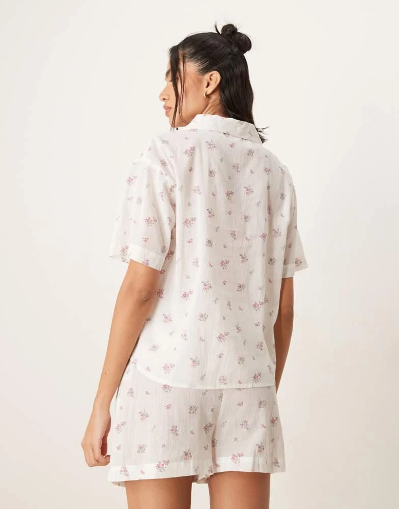Luna Luna short sleeve revere pyjama top and short set in cheesecloth ditsy floral print 4