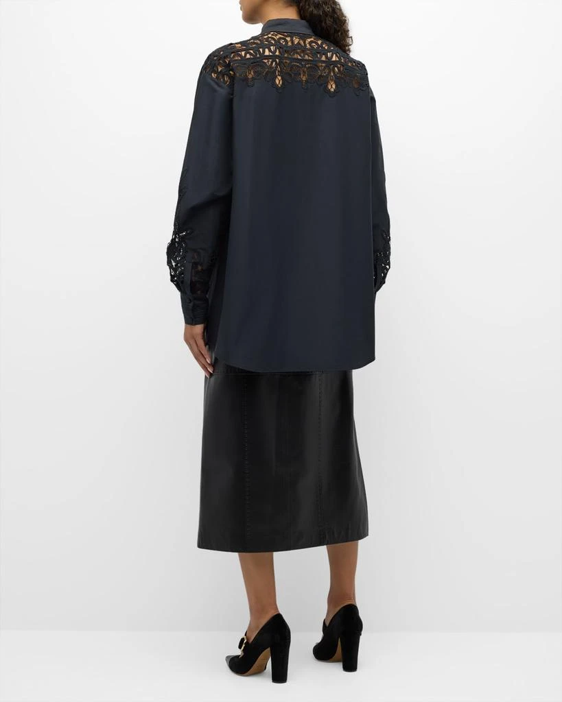 Ulla Johnson Harden Openwork Embroidery Cotton and Silk Tunic Shirt 5