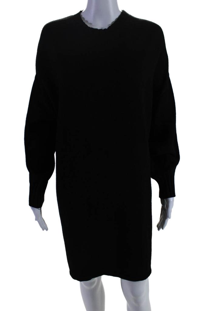 FUZZI Womens Half Sleeve Crew Neck Short Sweater Dress Black